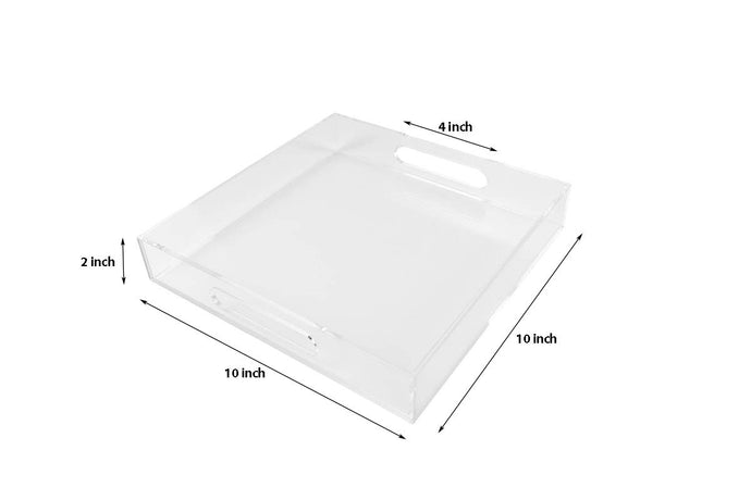 12x16 Inches -Spill Proof  Acrylic Serving Tray   Decorative Tray Organiser for Ottoman Coffee Table Countertop with Handles