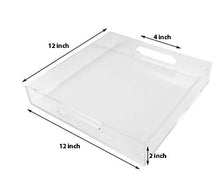 Load image into Gallery viewer, 12x16 Inches -Spill Proof  Acrylic Serving Tray   Decorative Tray Organiser for Ottoman Coffee Table Countertop with Handles
