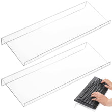 Load image into Gallery viewer, 2 Pack Tilted Computer Keyboard Stand, Clear Acrylic Keyboard Tray Holder for Easy Ergonomic Typing, Keyboard Riser for Office Desktop, Home, School
