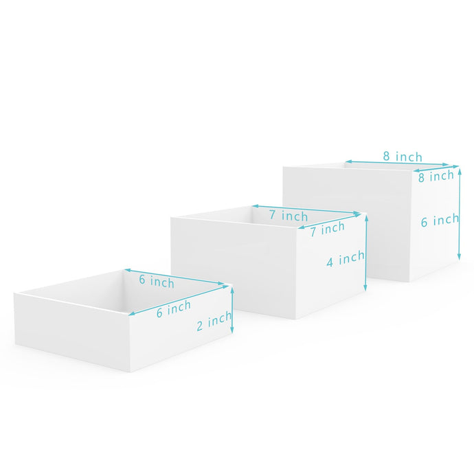 3 Pack Acrylic Display Boxes Cube Riser,Food Risers for Buffet Tables,Jewelry Display,for clothing storage.