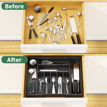 Load image into Gallery viewer, Expandable Kitchen Drawer Organizer for Flatware and Utensils,Clear Acrylic Adjustable Silverware Tray for Drawer,Office,Bathroom Supplies-9 Compartments
