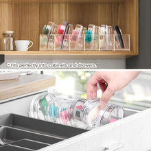 Load image into Gallery viewer, Acrylic Tumbler Lid Organizer, Cup Lid Organizer for Yeti Tumbler/Stanley Tumbler/Simple Modern Tumbler Lids, Tumbler Lid Holder for Kitchen Countertop
