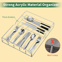 Load image into Gallery viewer, Expandable Kitchen Drawer Organizer for Flatware and Utensils,Clear Acrylic Adjustable Silverware Tray for Drawer,Office,Bathroom Supplies-9 Compartments
