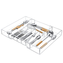 Load image into Gallery viewer, Expandable Kitchen Drawer Organizer for Flatware and Utensils,Clear Acrylic Adjustable Silverware Tray for Drawer,Office,Bathroom Supplies-9 Compartments
