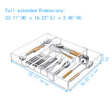 Load image into Gallery viewer, Expandable Kitchen Drawer Organizer for Flatware and Utensils,Clear Acrylic Adjustable Silverware Tray for Drawer,Office,Bathroom Supplies-9 Compartments
