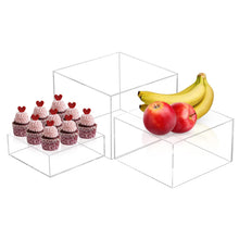 Load image into Gallery viewer, 3 Pack Acrylic Display Boxes Cube Riser,Food Risers for Buffet Tables,Jewelry Display,for clothing storage.
