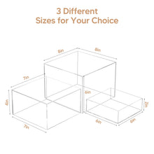 Load image into Gallery viewer, 3 Pack Acrylic Display Boxes Cube Riser,Food Risers for Buffet Tables,Jewelry Display,for clothing storage.
