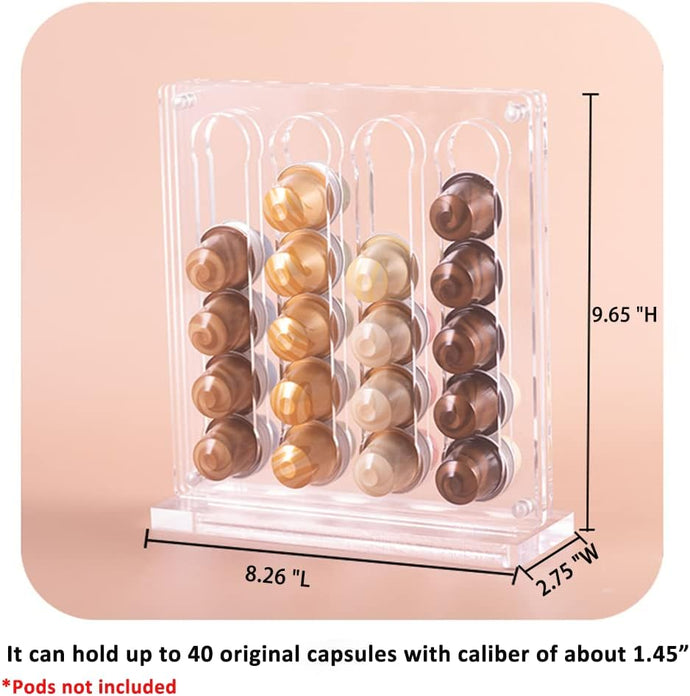 Acrylic Coffee Pod Holder, Coffee Capsule Holder Rack for NESPR Capsules Originalline, Coffee Pod Storage Organizer Stand, Hold 40 Capsules for Kitchen, Office, Coffee Bar