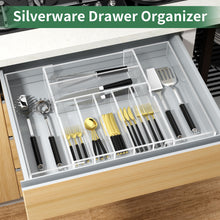 Load image into Gallery viewer, Expandable Kitchen Drawer Organizer for Flatware and Utensils,Clear Acrylic Adjustable Silverware Tray for Drawer,Office,Bathroom Supplies-9 Compartments
